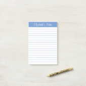Eenvoudig elegant licht blauw, geïndividualiseerd post-it® notes (Op bureau)