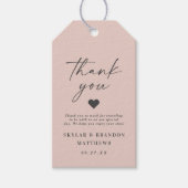 Eenvoudig elegant licht bleekroze huwelijk Dank je Cadeaulabel (Voorkant)