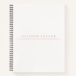 Eenvoudig Elegant Licht Roze Aangepaste Naam Wit Notitieboek