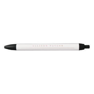 Eenvoudig Elegant Licht Roze Aangepaste Naam Wit Zwarte Inkt Pen