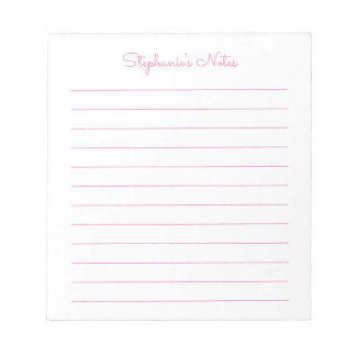 Eenvoudig elegant licht roze, gepersonaliseerd notitieblok