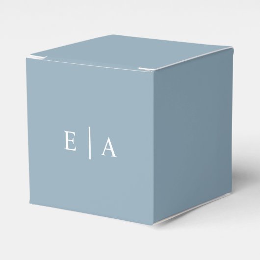 Eenvoudig Elegant Lichtblauw Monogram Bedankdoosjes (Voorkant Zijde)