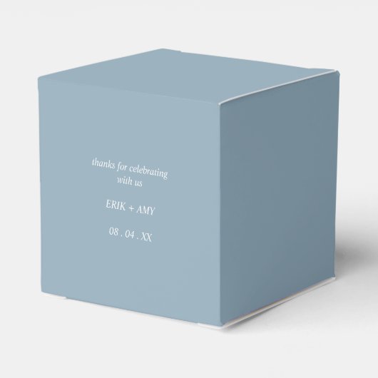 Eenvoudig Elegant Lichtblauw Monogram Bedankdoosjes (Achterkant)