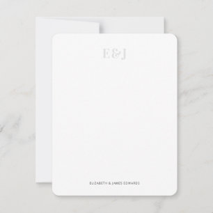 Eenvoudig Elegant Lichtgrijs Koppel Monogram Verti Notitiekaartje