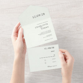 Eenvoudig, elegant lichtgroen all in one uitnodiging