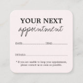 Eenvoudig elegant lichtroze schoonheidssalon afsprakenkaartje (Voorkant)