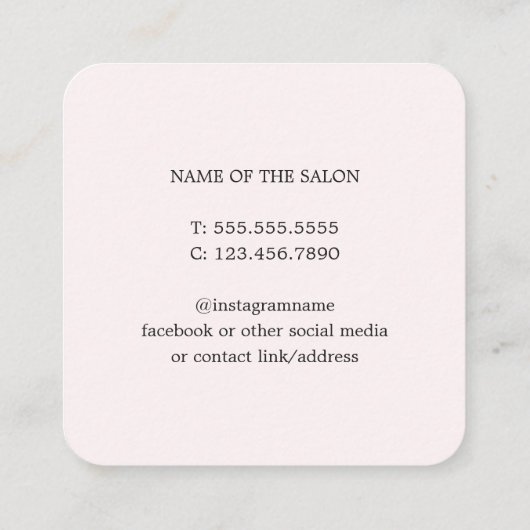 Eenvoudig elegant lichtroze schoonheidssalon afsprakenkaartje (Achterkant)