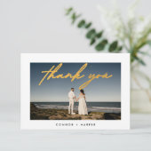 Eenvoudig Elegant Lijst Gold Photo Bedankkaart (Staand voorkant)