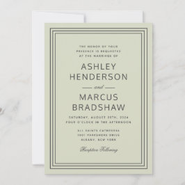 Eenvoudig Elegant Lijst Modern Sage Bruiloft Kaart