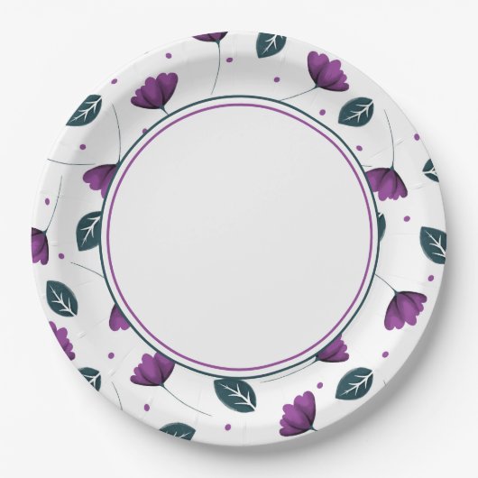Eenvoudig Elegant Lila Bloemen Papier Bord (Voorkant)