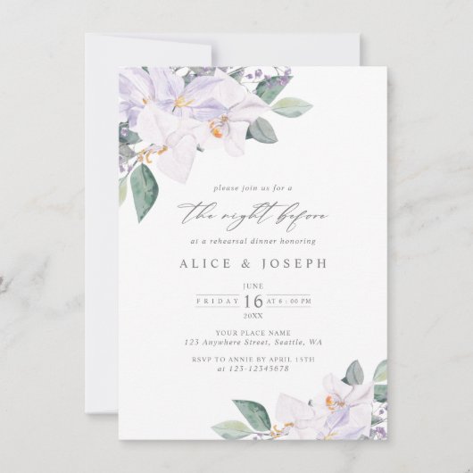 Eenvoudig elegant Lila Waterverf repetitief avonde Kaart (Voorkant)