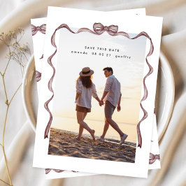 Eenvoudig Elegant  Lint & Boog Foto Save The Date