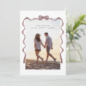 Eenvoudig Elegant  Lint & Boog Foto Save The Date (Staand voorkant)