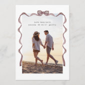 Eenvoudig Elegant  Lint & Boog Foto Save The Date (Voorkant)