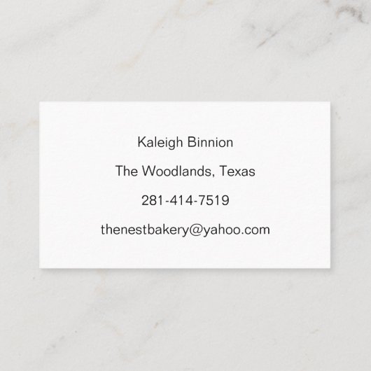 Eenvoudig Elegant Logo Laurel Branches voor Bakker Visitekaartje (Achterkant)