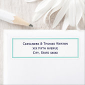 Eenvoudig Elegant Lt Turquoise Framed Address Labe Etiket (Insitu)