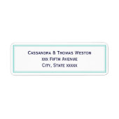 Eenvoudig Elegant Lt Turquoise Framed Address Labe Etiket (Voorkant)