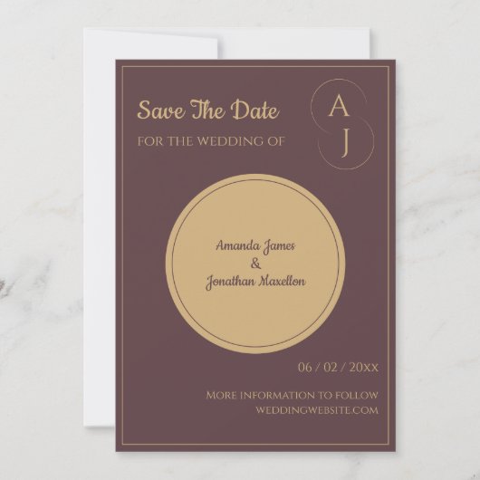 Eenvoudig Elegant Luxe Purple Gold Save The Date Kaart (Voorkant)