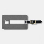 Eenvoudig Elegant Manly Texture Grey White Monogra Bagagelabel (Voorkant horizontaal)