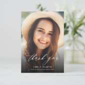 Eenvoudig Elegant Manuscript bekleding Twee Afstud Bedankkaart (Staand voorkant)