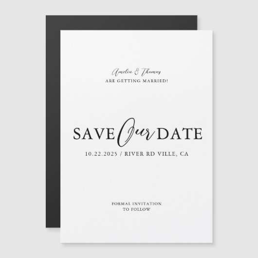 Eenvoudig Elegant Manuscript sparen de Datum Magnetische Uitnodiging (Voorkant / Achterkant)