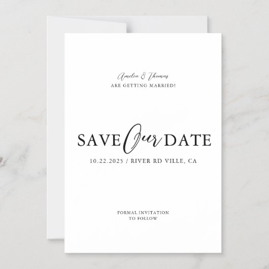 Eenvoudig Elegant Manuscript sparen de Datum Magnetische Uitnodiging (Voorkant)