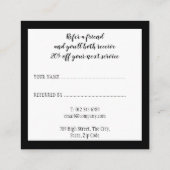 Eenvoudig Elegant Manuscript zwart-wit Aanbevelingskaartje (Achterkant)