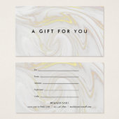 Eenvoudig Elegant Marble Gift Certificate Visitekaartje (Voorkant /achterkant)