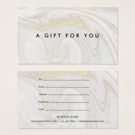 Eenvoudig Elegant Marble Gift Certificate Visitekaartje (Voorkant /achterkant)
