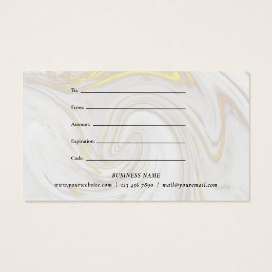 Eenvoudig Elegant Marble Gift Certificate Visitekaartje (Achterkant)