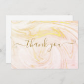 Eenvoudig Elegant Marble Gold Script Bedankkaart (Voorkant / Achterkant)