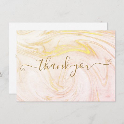 Eenvoudig Elegant Marble Gold Script Bedankkaart (Voorkant / Achterkant)