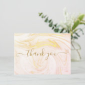 Eenvoudig Elegant Marble Gold Script Bedankkaart (Staand voorkant)