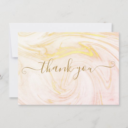 Eenvoudig Elegant Marble Gold Script Bedankkaart (Voorkant)