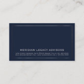 Eenvoudig Elegant Marine Blauw en Zilver Visitekaartje (Voorkant)