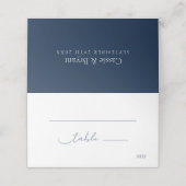 Eenvoudig Elegant Marine Blauw Modern Script Bruil Plaatskaartje (Buitenkant ongevouwen)