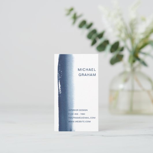 Eenvoudig Elegant Marine Blauw Modern Visitekaartje (Staand voorkant)