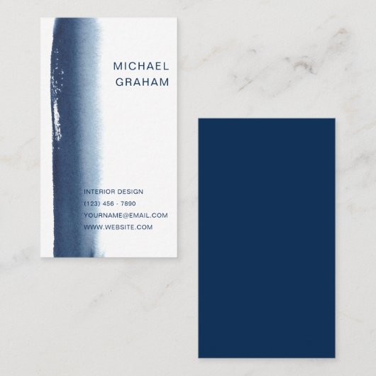 Eenvoudig Elegant Marine Blauw Modern Visitekaartje (Voorkant / Achterkant)