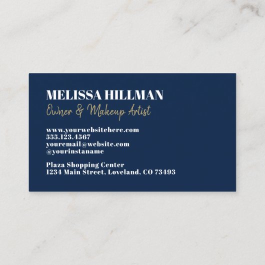 Eenvoudig Elegant Marine Blauw Professioneel Monog Visitekaartje (Achterkant)