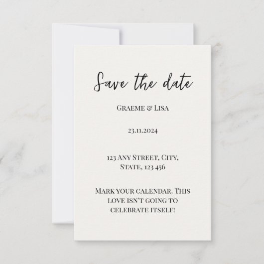 Eenvoudig Elegant Markeer Uw Kalender Sla de Datum Kaart (Voorkant)