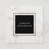 Eenvoudig elegant marmerbaar zwart lijst professio vierkante visitekaartje (Voorkant)