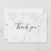 Eenvoudig Elegant Marmeren Script Goud Hart Bedankkaart (Voorkant)