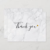 Eenvoudig Elegant Marmeren Script Goud Hart Bedankkaart (Voorkant / Achterkant)