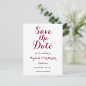 Eenvoudig Elegant Marsala White Wedding Save the D Briefkaart (Staand voorkant)