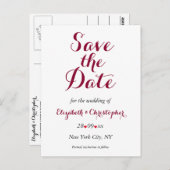 Eenvoudig Elegant Marsala White Wedding Save the D Briefkaart (Voorkant / Achterkant)