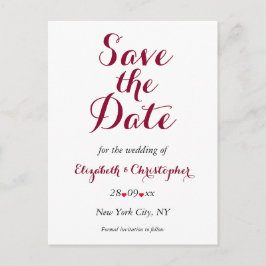 Eenvoudig Elegant Marsala White Wedding Save the D Briefkaart