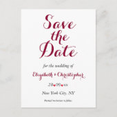 Eenvoudig Elegant Marsala White Wedding Save the D Briefkaart (Voorkant)