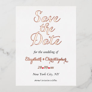 Eenvoudig Elegant Marsala White Wedding Save the D Folie Uitnodiging Briefkaart