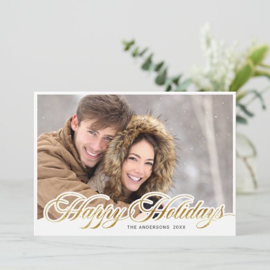 Eenvoudig Elegant Merry-kerstfoto-groet Feestdagenkaart (Staand voorkant)