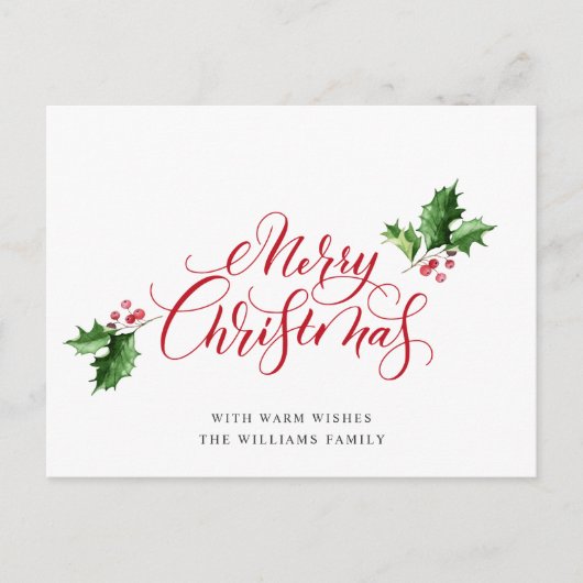 Eenvoudig Elegant Merry-kerstgroet Feestdagenkaart (Voorkant)